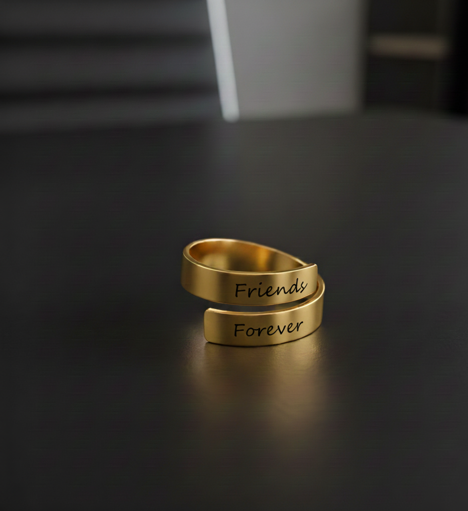 Personalized Glossy Gold Adjustable Name Ring - Image 3