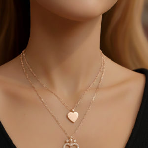 Majestic Heart Duo Layered Necklace