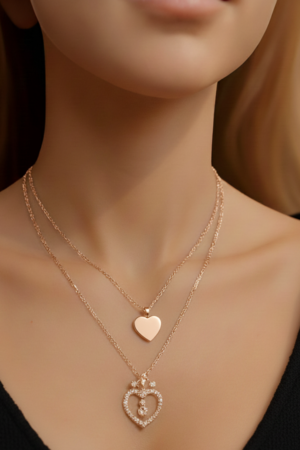 Majestic Heart Duo Layered Necklace