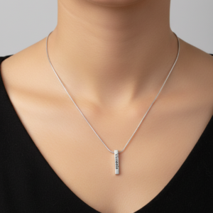 Sleek Silver Bar Pendant Necklace