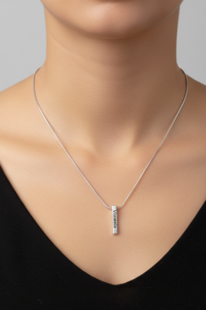 Sleek Silver Bar Pendant Necklace