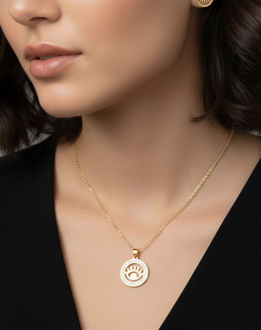 Gold-Tone Stainless Steel Evil Eye Jewelry Set - Image 4