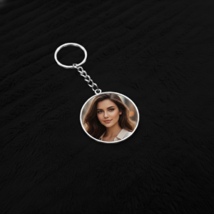 Customized Double-Sided Round Shape Key Chain-Silver Border
