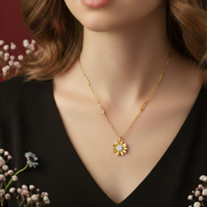 Golden Daisy Pendant Necklace