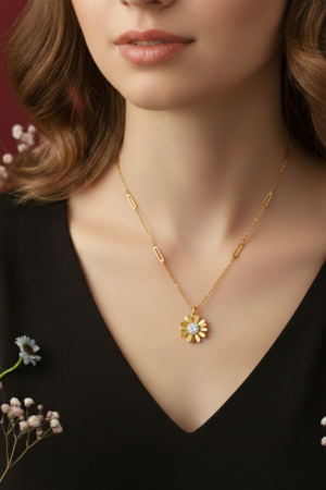 Golden Daisy Pendant Necklace