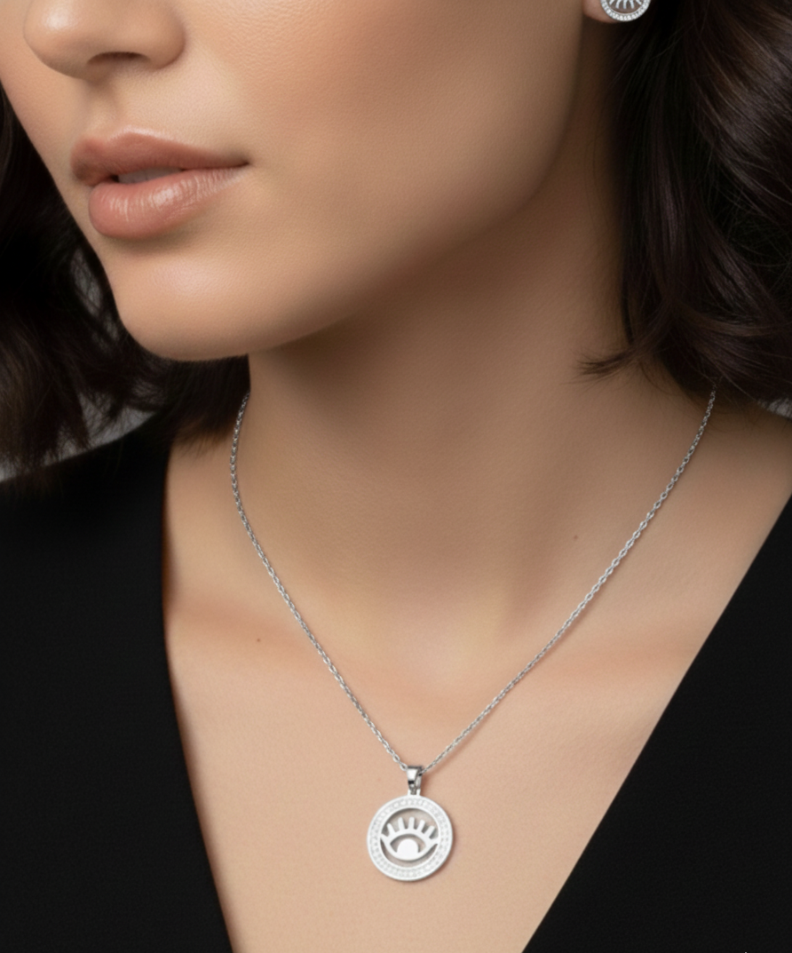 Chic Silver Evil Eye Jewelry Set