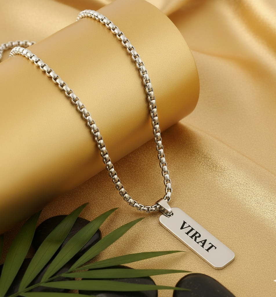 Personalized Rectangle Pendant - Silver - Image 3