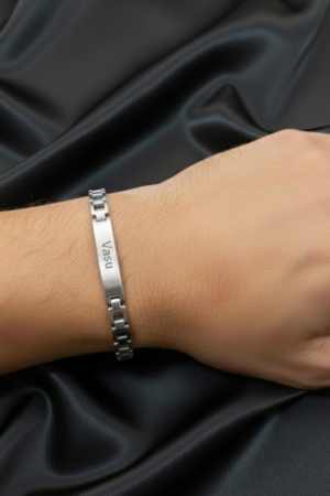Personalized Classic Engravable Bar Bracelet-Silver