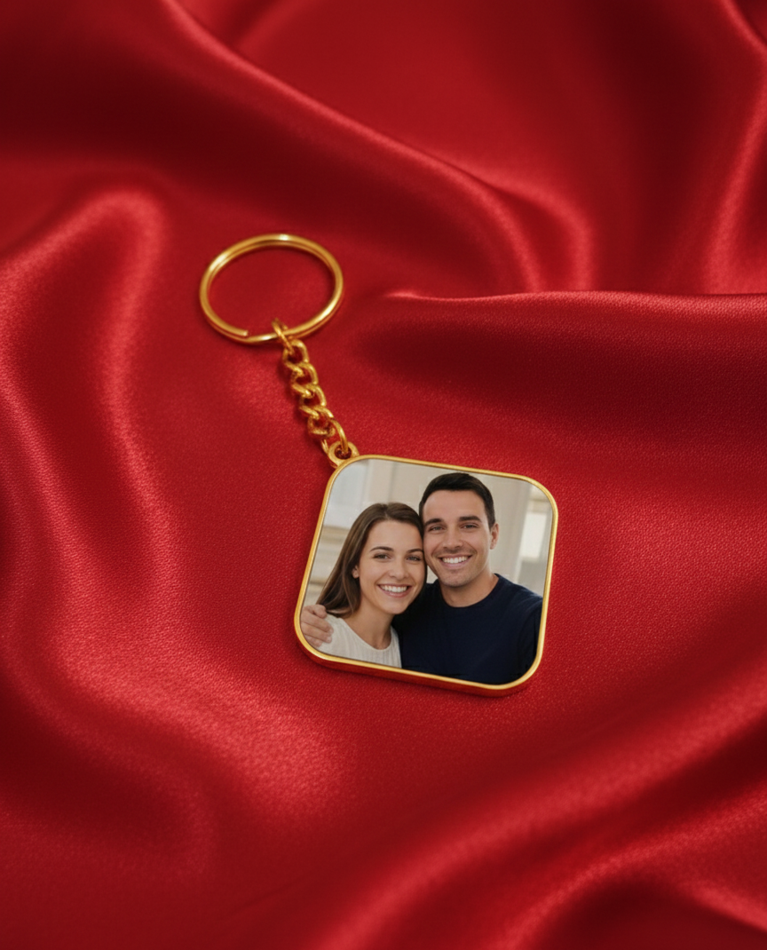 Memory Square Gold Key Fob - Image 2