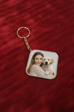 Square Personalized Pet Photo Keychain