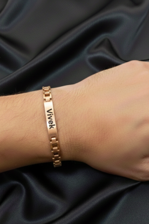 Customised Rose Gold Bar Link Bracelet