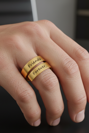 Personalized Glossy Gold Adjustable Name Ring