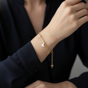 Gold Chain Bracelet with Butterfly Charms