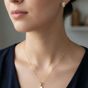 Gold-Tone Hamsa Charm Necklace & Earring Set