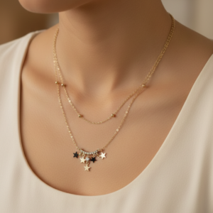 On-Trend Two-Layer Gold Star Pendant Jewelry