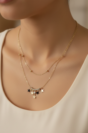 On-Trend Two-Layer Gold Star Pendant Jewelry