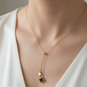 Two-Tone Clover Drop Necklace