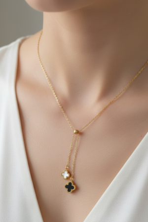 Two-Tone Clover Drop Necklace