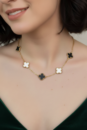 Vanity Style Clover Charm 4-in-1 Set (Necklace, Bracelet, Ring, Earrings)